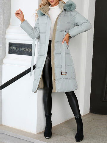 Airchics manteau avec poches ceinture à capuche femme mode hiver